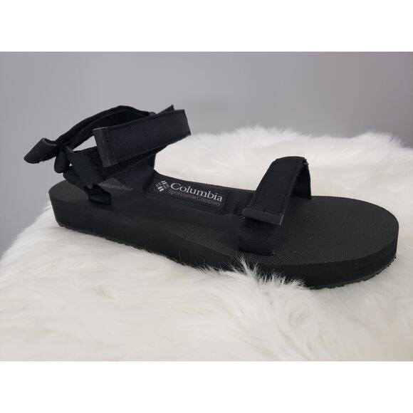 NEW Columbia Sz 13 Breaksider Hiking Walking Ankle Strap SOLID BLACK Sandal Mens - Picture 2 of 6